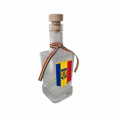 Fanion romania, sticla cu mesaj patrata, 250 ml, model divgs318 16